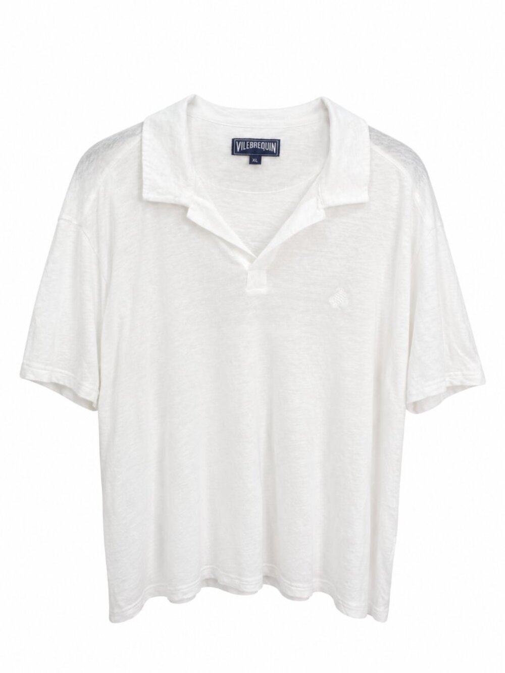 Vilebrequin White Polo Shirt Men’s XL Linen Blend Luxury Resort Coastal Preppy